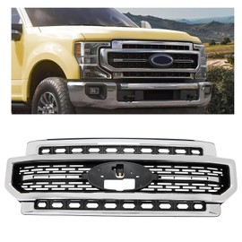 KUAFU Front Bumper Grille Lower Trim Compatible with 2020-2022 Ford F250 F350 Super Duty Chrome Bumper Grill Lower Trim Molding Silvery