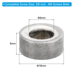 PATIKIL M9 Steel Spacers, 6 Pcs Metal Spacers Steel 9mm ID x 18mm OD x 8mm L Carbon Steel Spacer Screw Standoff Round for 3/8in or M9 Screw Bolts