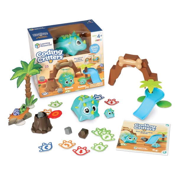 Learning Resources Coding Critters Rumble & Bumble - 23 Pieces, Ages 4+, Educational Learning Games, Screen-Free Early Coding Toy For Kids, Interactive STEM Coding Pet