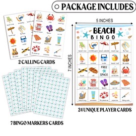 ZEDEV Beach Bingo Game, Party Games with 24 Players, Happy Holiday Bingo Game for Adults Family Friend, Travel Games Card for Outdoor Indoor, Family Holiday Party Activities Supplies Decoration-13