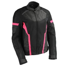 Milwaukee Leather MPL2794 Women's Black and Pink Mesh Racer Jacket with Gun Pockets - X-Small