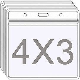 YOUOWO 12 Pack Badge Holders Card Protector 4 X 3 Badge Holder Large Horizontal 3x4 Name ID Holders Clear Plastic for Large Name Tags Holder