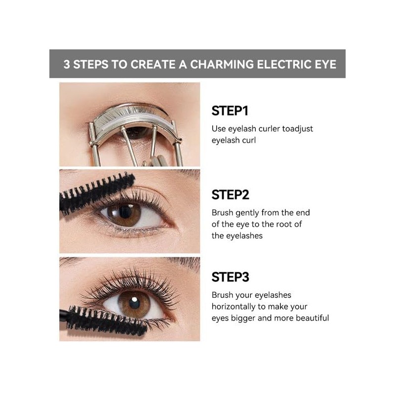 Máscara De Pestañas Fariha Unique Lashes, Negra, Resistente Al Agua,