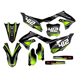 2019-2023 KX 450 Surge Black Senge Graphics Complete Kit with Rider I.D. Compatible with Kawasaki