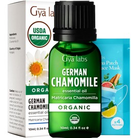 Gya Labs Organic German Chamomile Essential Oil - 0.34 Fl Oz - for Skin, Hair, Diffuser, Aromatherapy, DIY Candle Making Scents
