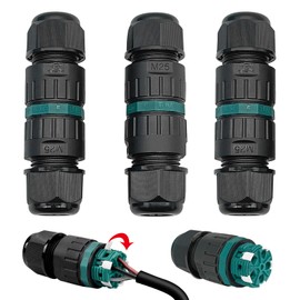 Cable Connector Waterproof IP68 for Diameter 9-14 mm Cable Diameter, 5-Pin Earth Cable Connection Sleeve Junction Box, 3 Pieces Outdoor Junction Box, Black for Garden, Outdoor, Floor (5-pin)