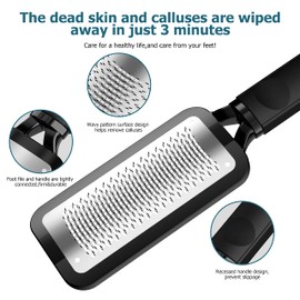 Foot File Exfoliating Remover Stainless Steel Hanging Type Exfoliating Exfoliating Sharpener Professional Foot File Safe and Efficient Micro Cutter for Travel Wet Feet MJQ005