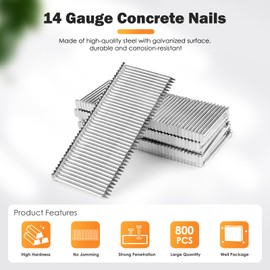 KIMSING ST50 14 Gauge Concrete T Nails, 800PCS/Box, 2 Inch (50mm) T Nails for Truss Building, Construction Framing and Concrete Nailing