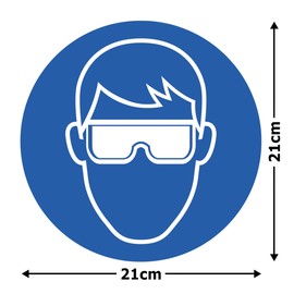 Pack of 10 XXL Safety Glasses Stickers Diameter 21 cm Eye Protection Wear Sticker with UV Protection Warning Sign for Outdoor and Indoor Use
