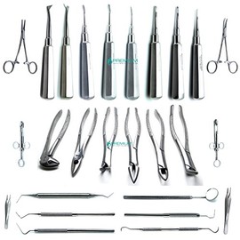 26 Pcs Dental Extracton Pro Full Set Elevators Forceps Scalers Tweezers Probes