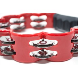 Tone Deaf Music Flower Shaped Tambourine in Red. Hand Held Percussion. Music Shaker Drum