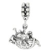 LGU Sterling Silver Oxidized Noah's Ark with Animals Dangle Bead