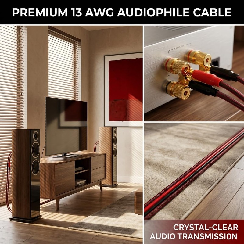 CDPMWVC 13 AWG Speaker Cable 6ft 2-Pack, OFC Banana Plug