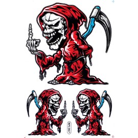 DD Red Skull Bones Bones Sensemann Scythe Death Sticker Film 1 Sheet 270 mm x 180 mm Weatherproof