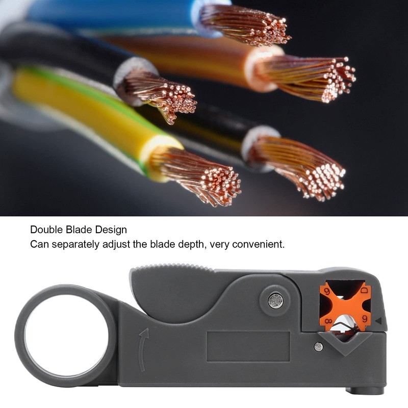Qinyayoa 8mm Grey ABS Double Blade Coaxial Cable Stripper