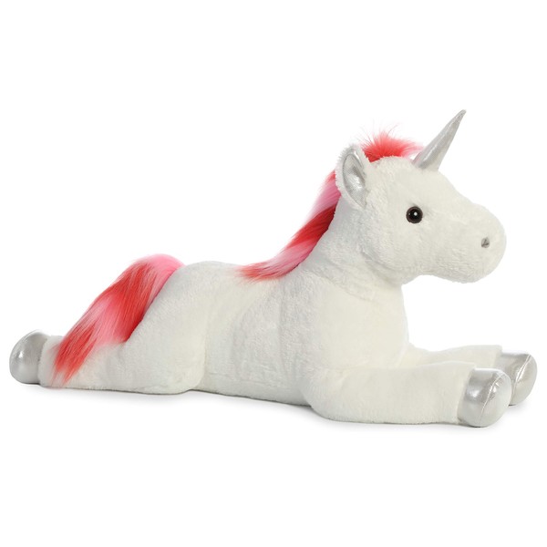 Aurora® Adorable Super Flopsie™ Velvet Swirls Unicorn™ Stuffed Animal - Playful Ease - Timeless Companions - White 27 Inches