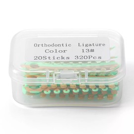 Unique 2 Color Combo Orthodontic Braces Ligature Ties 20 Sticks (320pcs）More Fun For Kids and Patients (#13 Orange&Brown)