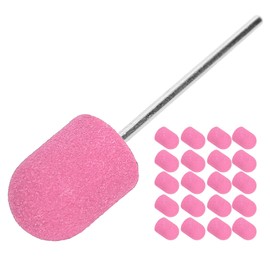Nail Art Sanding Cap, Nail Drill Block Grinding Cap, Polishing Head Sanding Bands Set Polisher Sand Manicure Pedicure Tool (10 x 15 mm) (Pink)