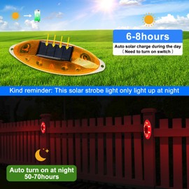 Aolyty Solar Strobe Warning Light Outdoor, Bright Solar Safety Flashing Light 4 Pack Road Signs IP54 Waterproof for Construction Site, Traffic, Dock, Marine, Stop Sign (Red)