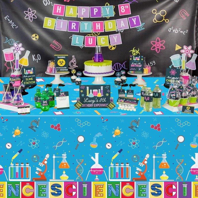 Inspireyee 4 Pieces Science Party Tablecloth Decorations Crazy Scientist Theme