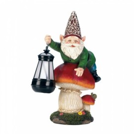 Accent Plus HOME GARDEN FANTASY DECOR GNOME ON MUSHROOM SOLAR