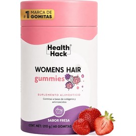 Gomitas para Cabello Piel y Uñas Health Hack Womens Hair con Colágeno MSM Aminoácidos y 18 Ingredientes Sabor Fresa 60 Gomitas
