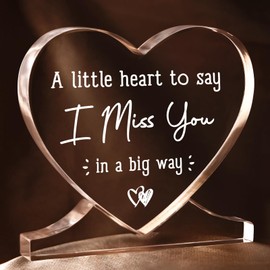 Encoink Birthday Gifts for Girlfriend, Boyfriend, Him, Her, Long Distance Relationship Gifts for Best Friend, I Miss You, Acrylic Desk Decor, Romantic Valentine's Day I Love You Gift, Heart Plaque