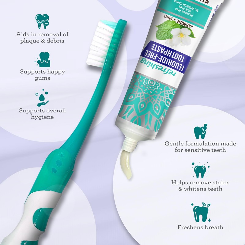 GuruNanda Folding Toothbrush with Built-in Cover & Toothpaste with Hydroxyapatite,