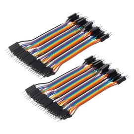 QUARKZMAN Male to Male 40Pin Breadboard Jumper Cable 2.54mm Pitch Ribbon Cable 10cm Long Electronics Breadboard Ribbon Cable for Breadboard Electronics Projects Pack of 2