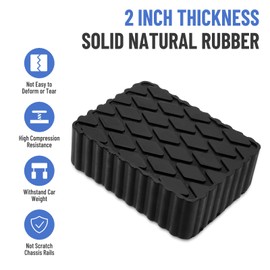 Racewill 4 Pack Solid Rubber Auto Lift Pads, Anti-Skid Lift Block Spacer Pad for Car Lifts, Jacks and Racks, 3000lbs Loading Capacity, 6-1/3" x 4-3/4" x 2"