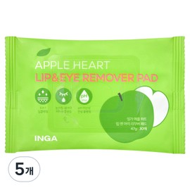 Inga Heart & Lip & Eye Remover Pads, 30 sheets, 5 pieces / 잉가 하트 앤 립 앤 아이 리무버 패드, 30매입, 5개