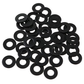 LUORNG 40pcs M5 Flat Washer 304 Stainless Steel Enlarged and Thickened Flat Gasket Black Zinc Plated Plain Gasket Pad Furniture Gaskets