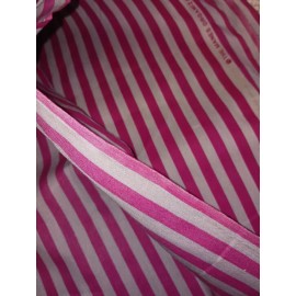 Vtg Manaco Pink And Light Gray Striped Fabric  Polyester Cotton Blend BTY