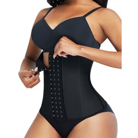 FeelinGirl Women’s Latex Training / Sports Underbust Corset / Cincher - Shaper / Body Waist Cincher - Black with hole, size: 42-44