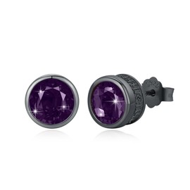 YueYuan Viking Earrings 925 Sterling Silver Nordic Viking Jewellery Earrings Amethyst Earrings Viking Rune Earrings for Men Women, One size, Sterling Silver, Zircon