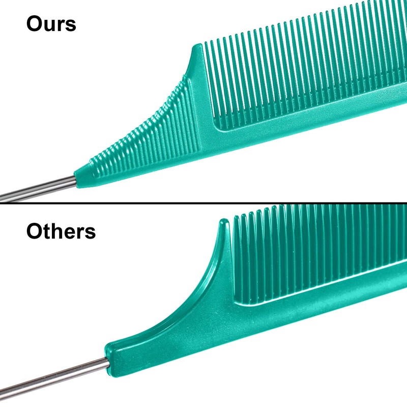 Leinuosen 3 Packs Rat Tail Comb Steel Pin Rat Tail