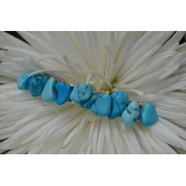 Blue Magnesite Turquenite Stone French Barrette Hair Clip
