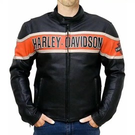 Men Victory Lane Motorcycle Jacket – Black Biker Style HD Leather Jacket (US, Alpha, Medium, Regular, Regular, Leather)