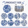 INCOK Blue Flower Diamond Art Coasters - 8 Pcs Diamond