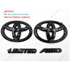Toyota OVERLAY Gloss Black Front Rear Toyota Logo Limited AWD Emblem 2011-2018 Sienna