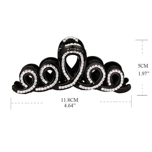 Suoirblss Woman Girls Large Fancy Rhinestone Hair Accessories Side-Knotted Clip Hairpin Hair Claw Barrettes for Thick Hair (Black)