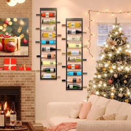 AQAREA Wall Mounted Wine Rack: Metal Hanging 10 Bottle Wine Holder - Black Wine Storage Rack