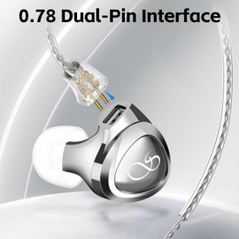 SHANLING SONO in Ear Monitor Earphones Wired Earbuds,in Ear Monitor Hi-Res 2DD+1BA Triple Dynamic Hybrid Lossless Earphones,2 pin 0.78mm,3.5mm Plug,Two Pair Replaceable Tunning Nozzles (Silver)
