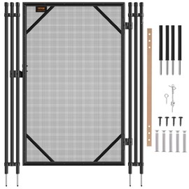 VEVOR Pool Fence, 4 x 2.5 FT Pool Gate for Inground Pools, Pool Safety Fence Gate Kit with Stainless Steel Latch, Removable Child Safety Pool Fencing, Black, 4FTx2.5FT