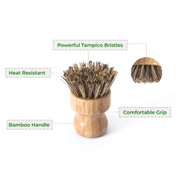 ECOLULU Bamboo Dish Brush Set & Wood Bottle Brush for Wide Mouth Bottles, Cups and Jars, (4 units total), Wooden Dish Brush, Biodegradable, Eco Friendly Products