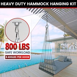 sprookber 304 Stainless Steel Pad Eye Snap Hooks, M6 Heavy Duty Ceiling Hooks, 800 lb Capacity Hammock Swing Hanging kit, Plant Hangers, Marine Hardware Staple Hook Loop with Screws, Set of 8(Oval)