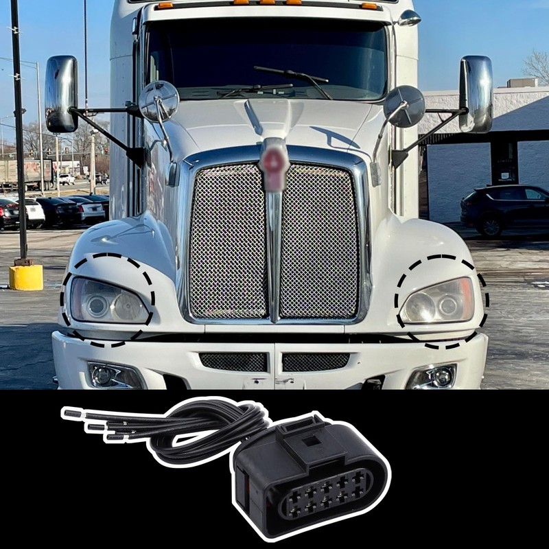 GYUPTRK Headlight Pigtail Connector Fit for Kenworth T660 T700, Halogen