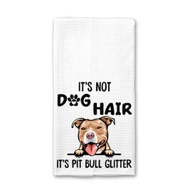 FundingCharlee It's Not Dog Hair It's Pit Bull Glitter Kitchen Towel - Dog Lovers Gifts - Dog Towels - Kitchen Decor - Dog Lovers Pit Bull Owners Gifts - Gift Idea for Birthday - Christmas