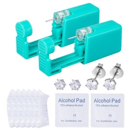 Ear Piercing Kit,2 Pcs Disposable Ear Piercing Gun with Preloaded Silver Ear Earrings Stud, at Home Self Ear Piercer Kit