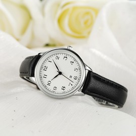 CIVO Men's Watch Women's Watch Leather Strap Watch: Analogue Waterproof Watch Men Women Elegant Business Quartz Couple Watches with Date, Black/White W, Strap.